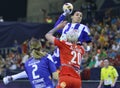 HANDBALL WOMEN EHF CHAMPIONS LEAGUE FINAL 4 Ã¢â¬â ZRK BUDUCNOST PODGORICA vs. ZRK VARDAR SKOPJE Royalty Free Stock Photo